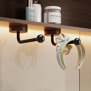 Wood Durable Hanging Hooks Long Row Traceless Towel <strong>Hanger</strong> Tape Hair Tie Storage Accessories Adhesive Wall Punch-free Hook - Product Image 2