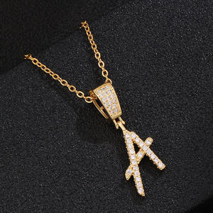 Collar con Colgante de Letra de Zirconia y <span class=keywords><strong>Cadena</strong></span> de Bambú Deportivo para Mujer, Estilo Europeo Americano, 26 Letras del Alfabeto Inglés, Joyería de Acero Inoxidable - Product Image 6