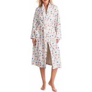 Accappatoio da donna in pile con stampa frutta, grazioso e leggero per primavera/estate, in morbido flanella con cintura - Product Image 2