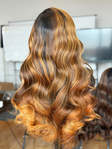 Timide luxe Balayage Highlight Full Lace Perruques Light 100 pour cent Perruques de cheveux humains abordables 20 pouces avec des cheveux de bébé - Product Image 2