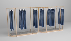 Moda Retail Garment Shop Design de Interiores Mulheres Vestuário Loja Decor Jeans Shop Counter Design Roupas Display Racks Prateleira - Product Image 5