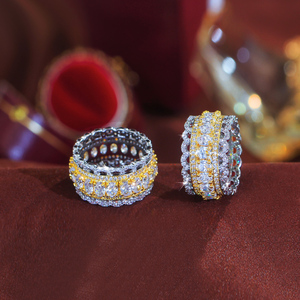 Anello di Lusso Bicolore Placcato Oro con Zirconia Cubica, Anello Ovale con CZ per Donne, Gioiello Placcato Rodio per Fidanzamento, Regalo - Product Image 4
