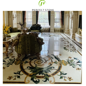 Tùy chỉnh hiện đại vuông bằng tia nước huy chương Inlay đánh bóng sàn cong đá cẩm thạch hoa mẫu vuông sàn đá cẩm thạch cắt - Product Image 1