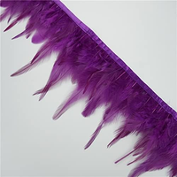 Bordure en plumes de coq colorées avec pointes blanches et rouges, franges décoratives DIY pour costumes de carnaval, chapeaux et accessoires vestimentaires