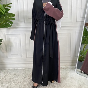 1892# Fashion <b>Abaya</b> Design Double Colors Splice White Line Border Buttons Sleeves Casual Chic Women Cardigan - Product Image 6