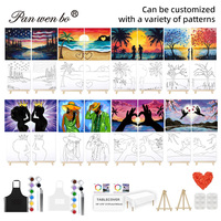 8x10in Fournitures Art Peinture Ensemble Sip et Peinture Kit Adultes Couples Pré Dessiné Toile Peinture Kit pour Date Night Party Favor