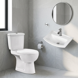 Ensemble WC deux pièces en céramique avec lavabo mural, double chasse, siphon en P et en S, pour la vente en gros en Afrique - Product Image 1