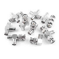 Adaptador Coaxial RF BNC Macho a Doble BNC Hembra, Conector Divisor Tipo T de 50 Ohmios y 3 Vías para Distribución de Señal de Video CCTV