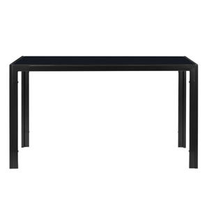 Table à manger moderne minimaliste en verre trempé noir et fer, design rectangulaire, assemblée, 4 places, mobilier de maison, D0100HPDIVG - Product Image 3