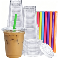Gobelets en plastique jetables transparents avec couvercle, fond plat, personnalisables avec logo, 16oz, 12oz, 22oz, pour boissons, thé Boba et café – Vente en gros