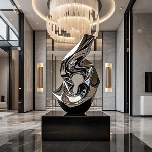Scultura Astratta in Acciaio Inossidabile, Grande Opera d'Arte in Bronzo per Giardini di Hotel, Interni ed Esterni, Artigianato Moderno in Metallo Personalizzato - Product Image 1