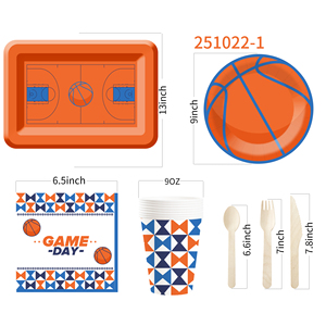 DAMAI New Customized Design Basketball Theme Disposable Dessert Dinner <b>Paper</b> Plates Cups Napkin Tableware Set for Kid Party - Product Image 5
