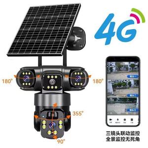 Solar Powered Triple Lens 4G <b>Camera</b> Outdoor Waterproof Night Vision Mobile Remote Monitoring - Product Image 1
