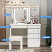 Ensemble de table de maquillage de haute qualité personnalisé avec miroir coulissant et tabouret rembourré