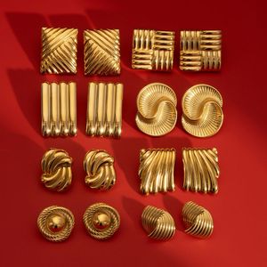 थोक 18k सोने की प्लेटेड स्टेनलेस स्टील सोना क्यूबिक जिरकोनिया सुरुचिपूर्ण छोटे स्टड इयररिंग्स - Product Image 5