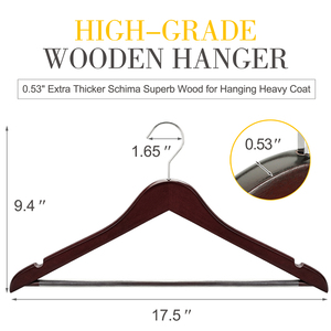 Cintres de luxe en bois <span class=keywords><strong>d</strong></span>'<span class=keywords><strong>acajou</strong></span> pour costumes avec rotation à 360° °   Crochets pivotants et encoches <span class=keywords><strong>d</strong></span>'épaule pour veste de costume et pantalon - Product Image 4