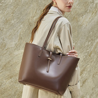 Sac fourre-tout en cuir véritable, nouveau, simple, spacieux, sac à bandoulière, sac à main décontracté de luxe léger, sacoche pour femme, fermeture éclair, urbain