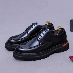 Chaussures Derby pour Hommes en Cuir de Vachette, Formelles, de Mariage, Brillantes, Haut de Gamme, Faites à la Main, à Semelle Épaisse, à Lacets, Rehaussantes - Product Image 6