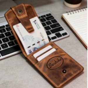 Boshiho Crazy Horse Leather <b>RFID</b> <b>Blocking</b> <b>Wallet</b> for Men Vintage Zipper Closure Multi Function Card Case - Product Image 5