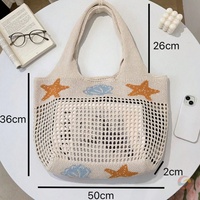 Sac fourre-tout en maille de polyester doux non renforcé, style crochet ajouré, idéal pour la plage, les voyages, le shopping, logo personnalisé, MOQ 30 pièces