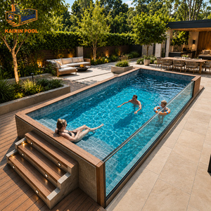 Piscina Fuori Terra in Fibra di Vetro per Esterni con Finestra in Vetro, Container Marittimo da 20ft e 40 Piedi, Piscina Container con Terrazza - Product Image 1