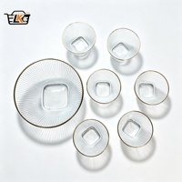 Ensemble de 7 bols en verre transparent côtelé, résistants à la chaleur, ustensiles de cuisine et bols de service décoratifs, adaptés aux fruits et aux salades