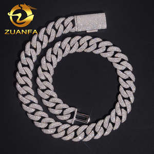 Collar Cubano Grande de 18 mm, Envío Rápido desde EE. UU., Plata 925 Chapada en Oro, Moissanita que Pasa la Prueba del Diamante, Estilo Cubano Pesado - Product Image 6
