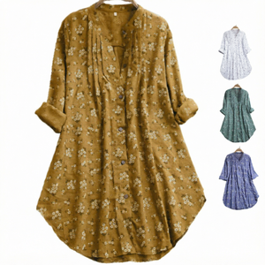 Vestido Camisero de Manga Larga para Mujer, Tallas S-5XL, Nueva Moda Otoño 2022, Tejido Transpirable 100% Algodón, Estampado Floral, Botones, Corte en A Regular - Product Image 1