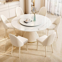 Table à manger ronde en marbre moderne de luxe Ensemble de chaises 4 6 8 places Restaurant complet Salon Meubles rotatifs Cuisine Designs