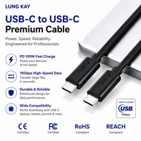 Câble USB-C vers USB-C LUNG KAY 20 Gbps PD 100W 5A USB 3.2 Gen 2x2 4K 144Hz pour MacBook Pro, SSD portable, OEM