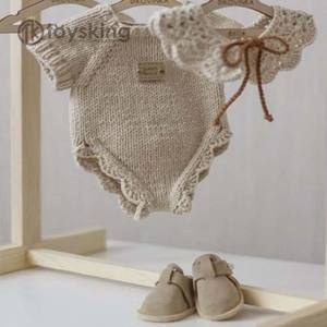 Ensemble barboteuse en tricot d'hiver pour bébé - <span class=keywords><strong>Combinaison</strong></span> en tricot torsadé pour nouveau-né, chapeau et chaussettes 3 pièces, 0-12 mois, cadeau unisexe - Product Image 3