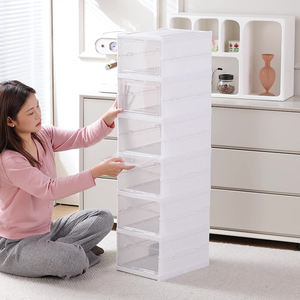 Scatola di scarpe pieghevole armadio impilabile <span class=keywords><strong>trasparente</strong></span> in <span class=keywords><strong>plastica</strong></span> acrilica pieghevole scatola organizzatore portaoggetti per scarpe - Product Image 6