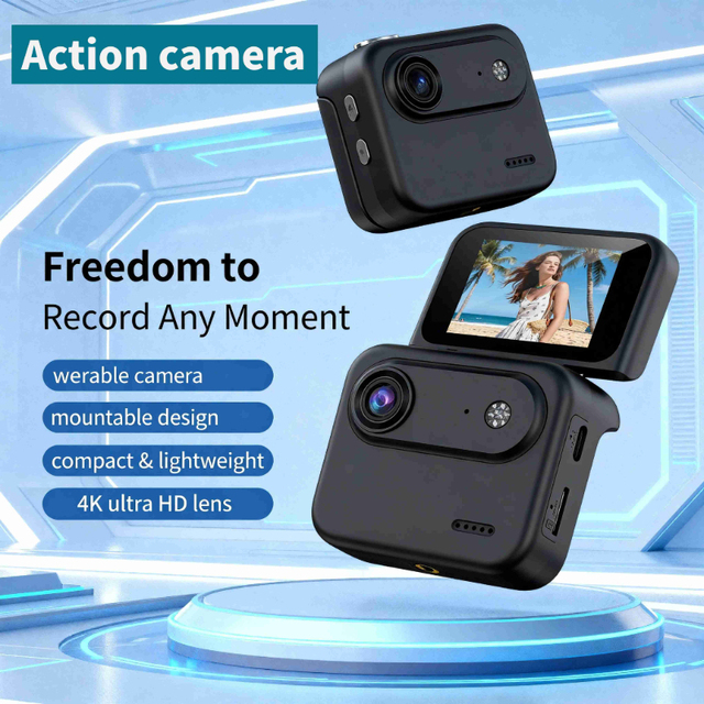 Best Selling Action Camera 2026 Ultra Slim Light Technology Biking Adventures Night Vlogging 1080P HD 2.0" Screen MicroSD 30m