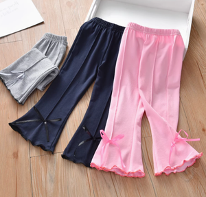 Pantaloni a zampata rosa e <span class=keywords><strong>neri</strong></span> in cotone 100% da ragazza: <span class=keywords><strong>Leggings</strong></span> per tutte le stagioni per bambini per pantaloni da bambino primaverili ed estivi - Product Image 2