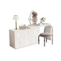 Coiffeuse en bois massif de chambre à coucher design moderne miroir éclairé armoire de rangement à coque intégrée table de maquillage seau noir