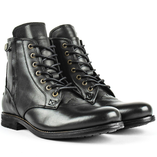 New Style Fashion Height Increasing Men's PU Leather Shoe Resistant Motorcycle Boot Dress Shoes Men Ankle Boots