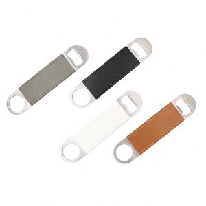 Stainless Steel Wine Opener Flat Bottle Opener with PU Leather Promotional <b>Beer</b> Opener for Party Favor - Product Image 1