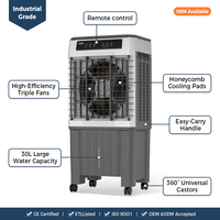 Refroidisseur d'air évaporatif électrique 35 L, ventilateur portable avec cristaux de glace, purificateur d'air, minuterie 12+ heures, usage domestique