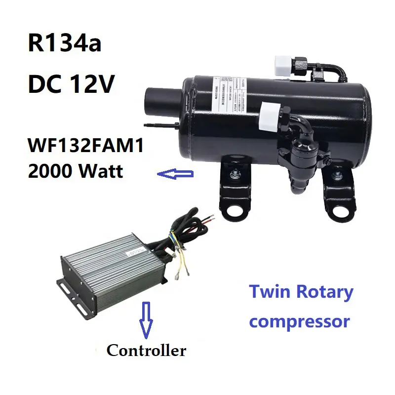 FSTHERMO R134A BLDC 2000 watts 7000BTU compresseur électrique AC rotatif horizontal 12 volts cc pour cabine de camion de bateau marin AC