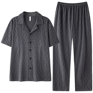 Printemps été hommes pyjamas mince hommes à manches courtes vêtements de nuit nouveau décontracté maison porter glace soie comme <span class=keywords><strong>Satin</strong></span> hommes pyjamas ensemble - Product Image 1
