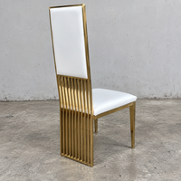 Chaise de banquet de mariage en acier inoxydable doré, entièrement rembourrée, avec dossier grillagé, vente en gros