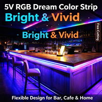 Lampu LED Strip Digital 5V SMD5050 WS2812, Kontrol Titik Tunggal RGB Dreamcolor untuk Lampu Latar TV Dekorasi Pesta