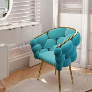 Silla de tocador moderna tapizada en terciopelo para mujeres y niñas - Muebles para dormitorio, apartamento y hogar - Product Image 4