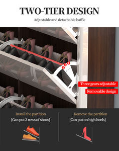 Space Efficient Flip Open <strong>Shoe</strong> Organizer <strong>Cupboard</strong> with Adjustable Shelves for Living Room Hallway and Office <strong>Shoe</strong> Rack Cabinet - Product Image 3