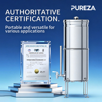 Système de filtration d'eau par gravité PUREZA NSF 42/53 en acier inoxydable 304 avec filtre à charbon, système d'eau par gravité de 2,5/2,9 gallons