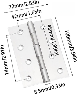 Qiyang đồ nội thất Phụ kiện <span class=keywords><strong>1</strong></span> inch 2 inch <span class=keywords><strong>4</strong></span> inch cửa sổ Tủ bản lề thép không gỉ chải Nickel bản lề mông cửa bản lề - Product Image 3