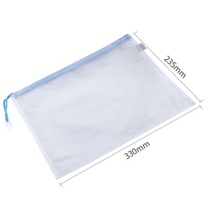 Deli 63450 A4 Bolsa transparente con cremallera de malla, organizador de oficina para almacenamiento de documentos de PVC, 330x235mm - Product Image 1