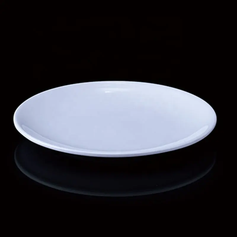 Direct usine pas cher vente en gros assiette ronde en mélamine blanche assiette à dîner en plastique vaisselle