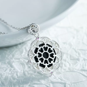 Bijoux en argent S925 avec jadeite naturelle imitation, jadeite de qualité glace creuse et pendentif en jadeite noire pour collier femme. - Product Image 3