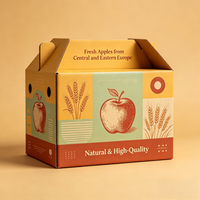 Carton d'expédition ondulé personnalisé avec poignée, impression couleur, laminage étanche, qualité alimentaire pour fruits frais d'Europe centrale, modèle ACB01